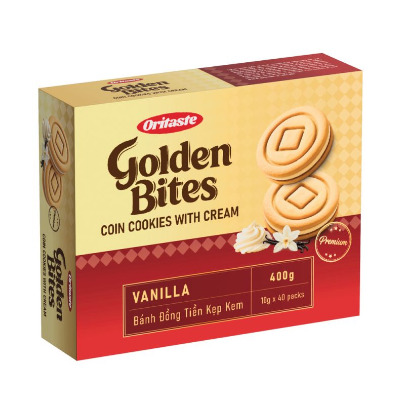 Golden Bites Coin Cookies With Cream - 400g