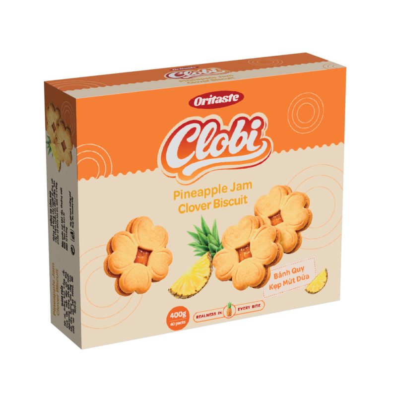 Clobi Pineapple Jam Clover Biscuit - 400g